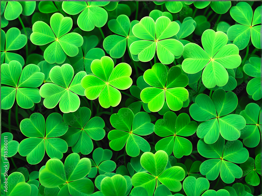 Lush Green Clovers: A Captivating Image Showcasing the Symbol of Ireland, Often Adorned in Decorations and Attire During St. Patrick's Day Celebrations. generative AI Lush Green Clovers: A Captivating Image Showcasing the Symbol of Ireland, Often Adorned in Decorations and Attire During St. Patrick's Day Celebrations. generative AI