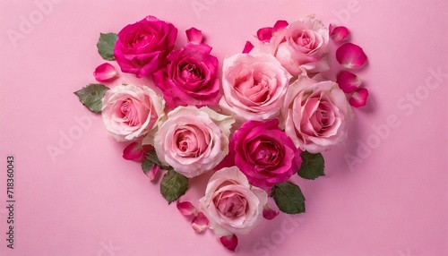 Rose Flowers Heart Over pink. Valentine s day. Love  