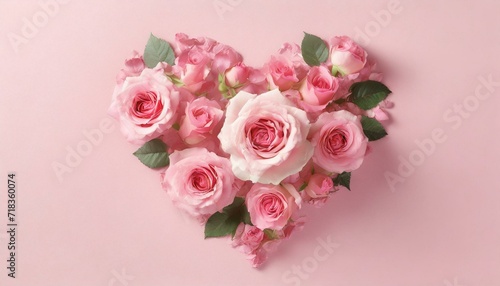 Rose Flowers Heart Over pink. Valentine. Love © adobedesigner