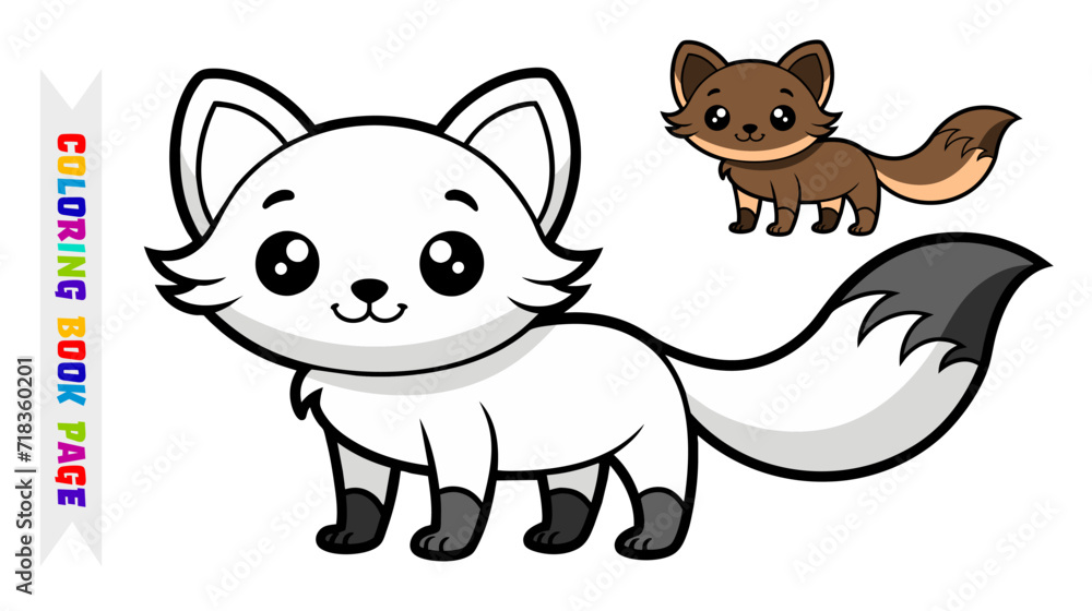 Cute cartoon foxes vector for coloring book page illustration