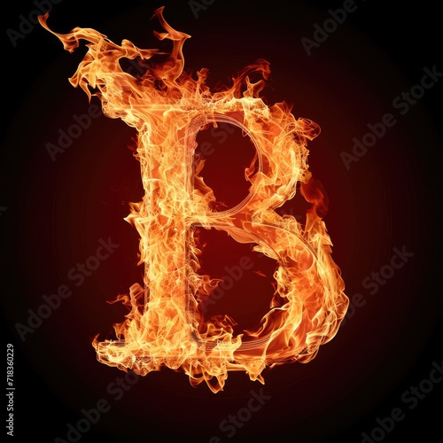 Letter B Fire Symbol Style Generative AI