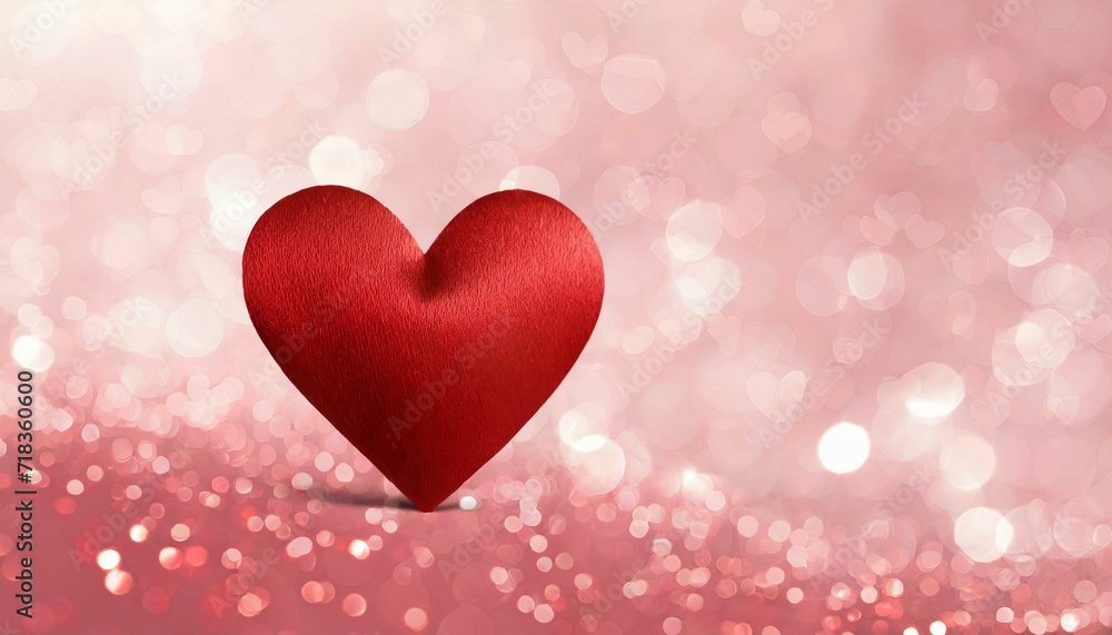 Valentine's day greeting card. Red heart on pink background.