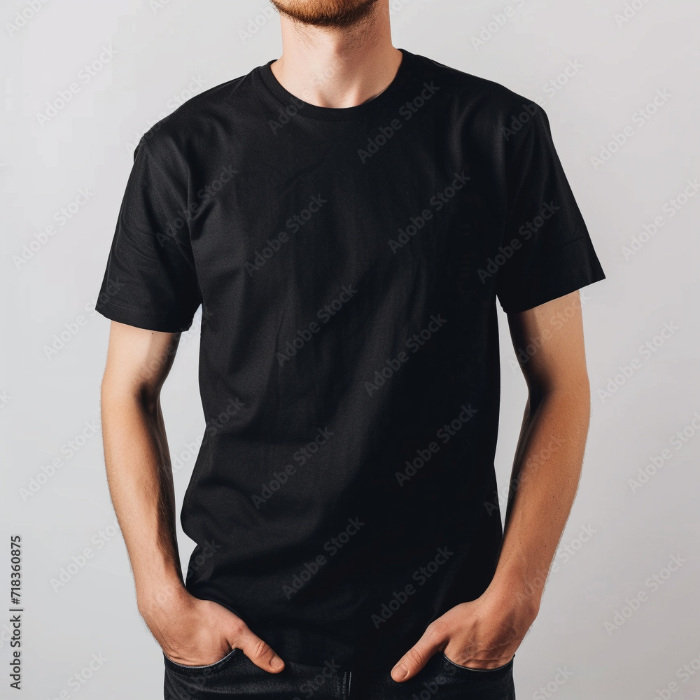 Black tshirt on white background. Photoshop use. Graphic design. Fashion design. Black tshirt on white background. Photoshop use. Graphic design. Fashion design.