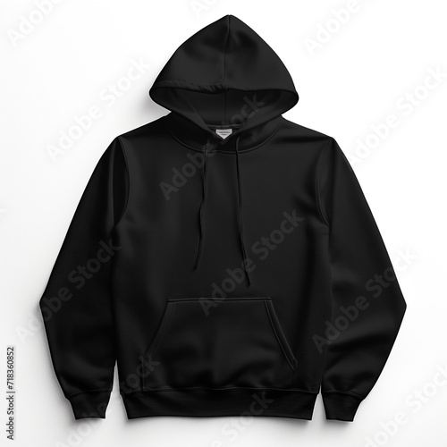 Black hoodie on white background. Photoshop use. Graphic design. Fashion design. 