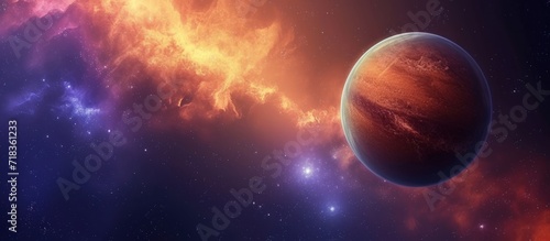 Fantasy Planetary in outer space sky template background. Generated AI image © artpray