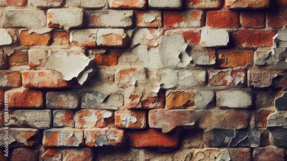 Weathered Brick Wall with Colorful Stones and Plaster Remnants Texture Weathered Brick Wall with Colorful Stones and Plaster Remnants Texture
