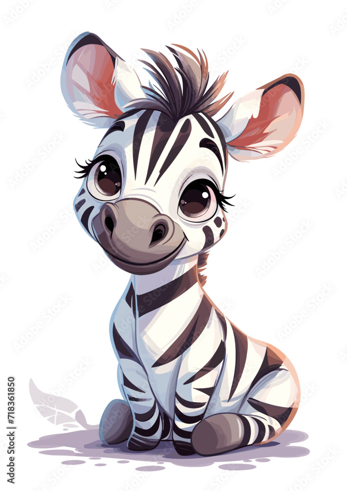 Striped Sweetheart: An Adorable Zebra Foal Illustration. Let this endearing and playful artwork bring a smile to your space