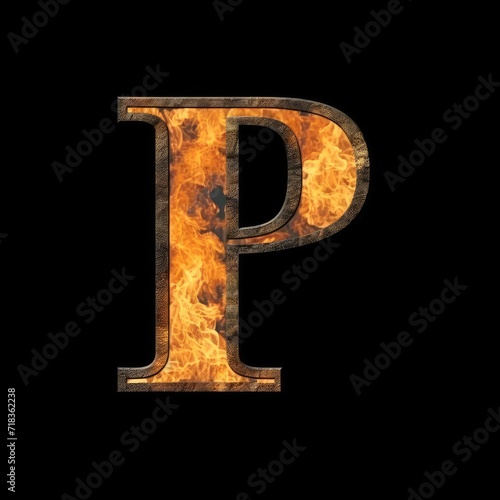 Letter P Fiery Symbol Style Generative AI photo