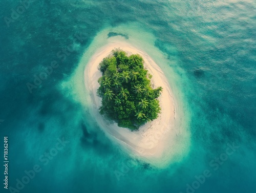 Paradise Island. Aerial View of beautiful green Island in ocean