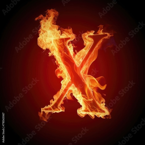 Letter X Flames Symbol Style Generative AI photo