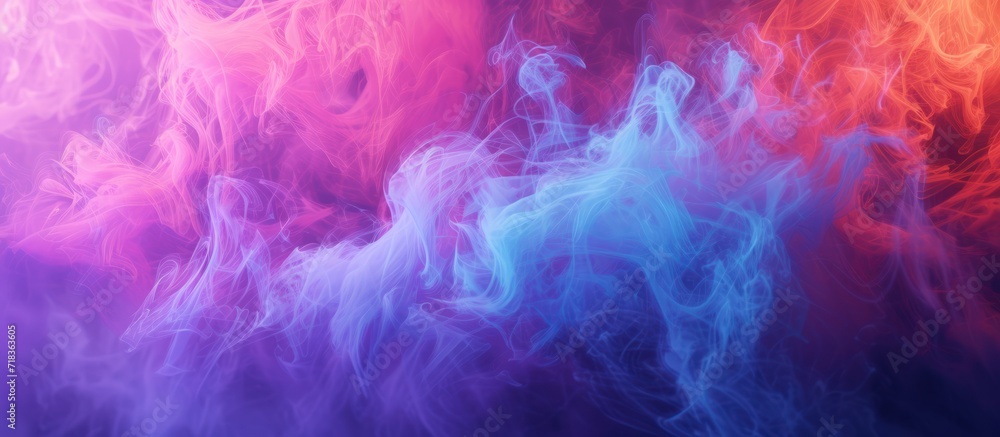 3D illustration Abstract digital neon graphic smoke light background. Generate AI image