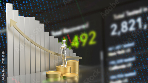 The chart and coins for Business concept 3d rendering.
