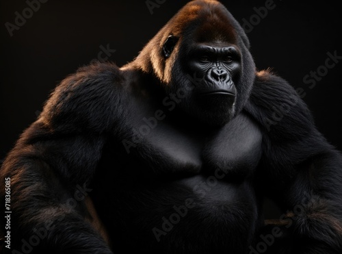 Close-Up of a Gorilla on Black Background