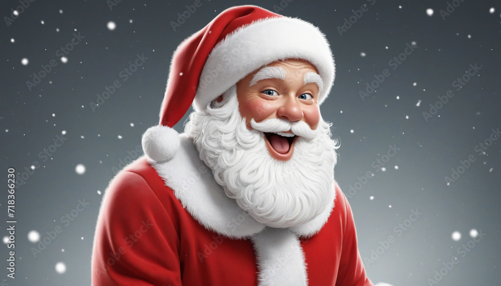 Festive Santa Claus Singing or Speaking on a Christmas Card. Festive Santa Claus Singing or Speaking on a Christmas Card.
