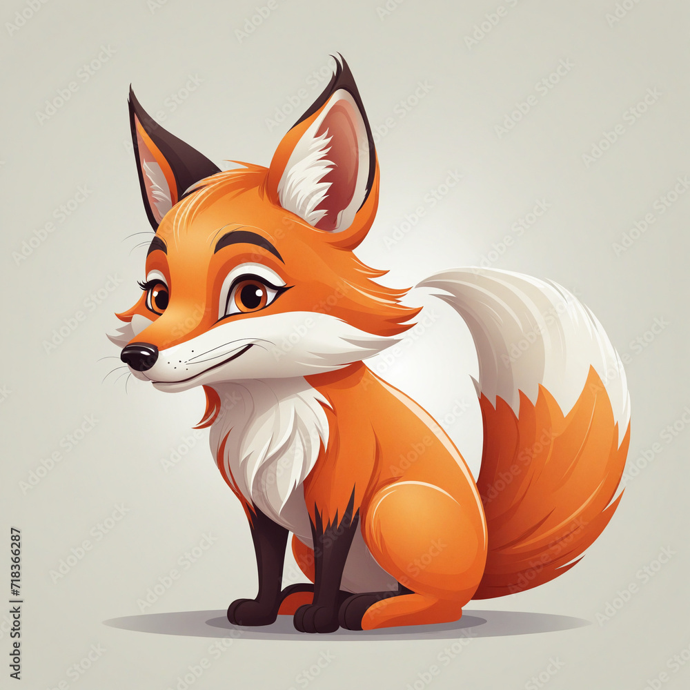 Obraz premium Adorable Fox Logo Illustration