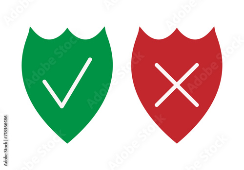 Icono de escudo antivirus verde y rojo.
