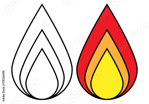 Icono de llama de fuego en fondo blanco.
