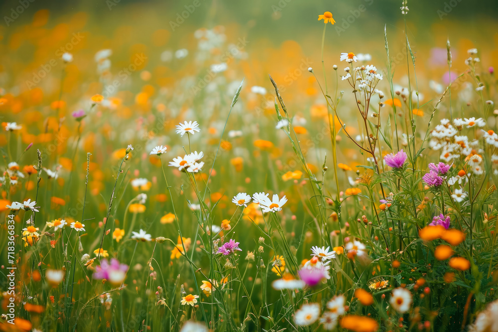 field of wildflowers, swaying in the gentle breeze