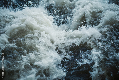 Flood. Rushing water waves. Natural disasters © Roman