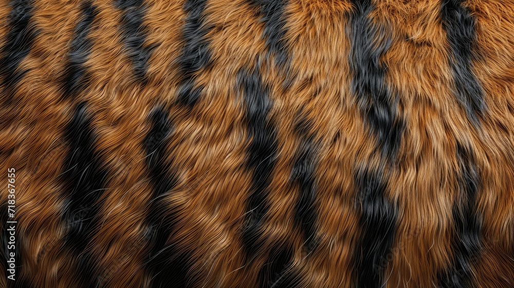 Close up of tiger fur animal print background. Fashionable skin texture banner