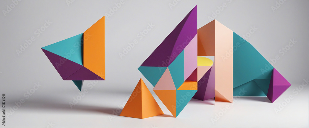 Geometric designs in various colors, rendered in 3D. Geometric designs in various colors, rendered in 3D.