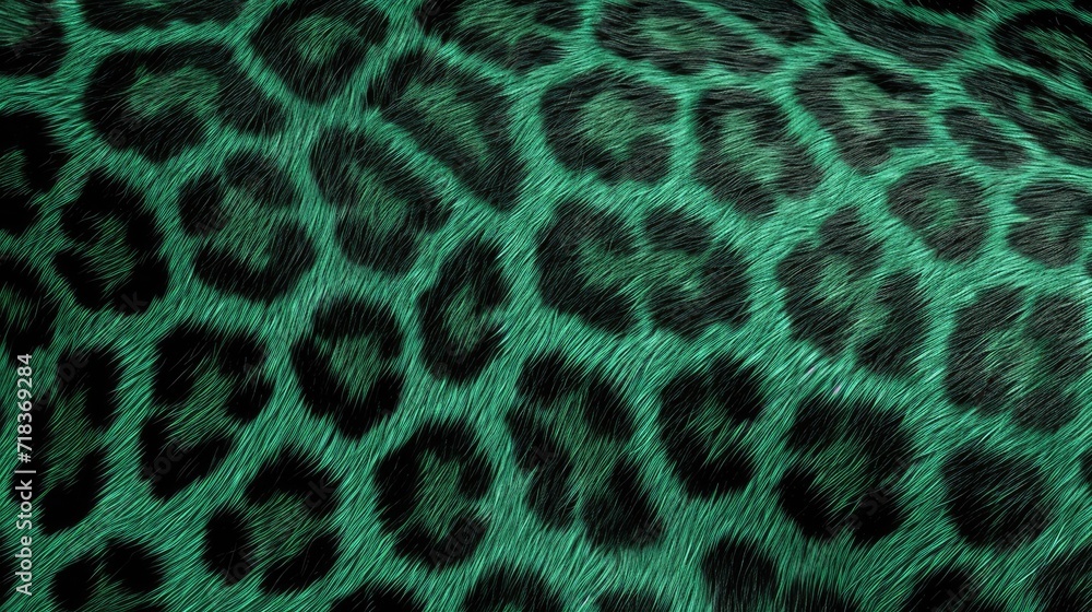 Close-up of green leopard fur print background. Animal skin backdrop for fashion, textile, print, banner Close-up of green leopard fur print background. Animal skin backdrop for fashion, textile, print, banner