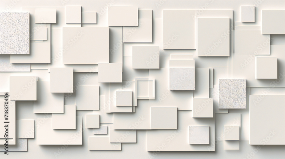 Abstract White Pattern and Texture, Architectural Wall Design with Geometric Squares and Modern Style