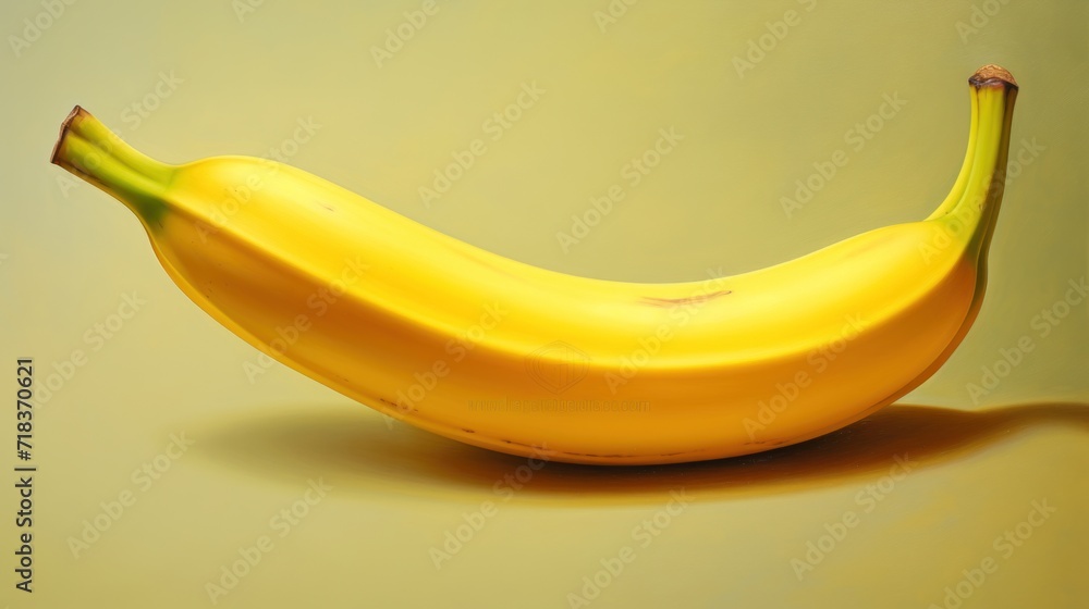 a yellow banana sitting on top of a yellow counter top in front of a yellow wall with a shadow of a banana on it. a yellow banana sitting on top of a yellow counter top in front of a yellow wall with a shadow of a banana on it.