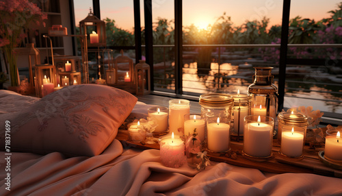 Wallpaper Mural Relaxation in candlelight, a tranquil scene of glowing flame generated by AI Torontodigital.ca