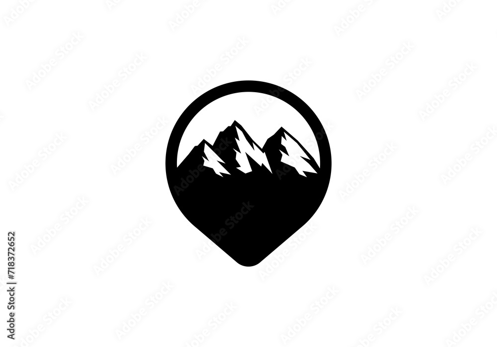 mountain with pin map location abstract logo vector symbol icon design graphic illustration , location mountain logo mountain with pin map location abstract logo vector symbol icon design graphic illustration , location mountain logo