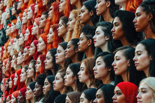 Diverse women in shades of red