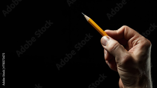 Hand with pencil, education concept card