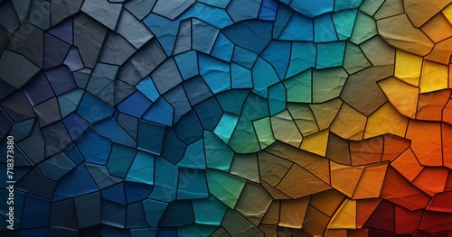 Vibrant Mosaic Tile Background, Moody Colors, Honeycore Texture, Art with Scale, Illuminating Aesthetic for Modern Design
