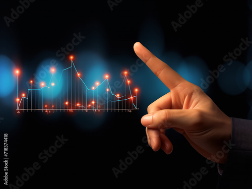 hand finger pointing on a graph