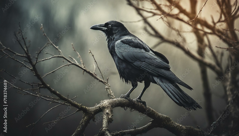 raven on a branch raven on a branch