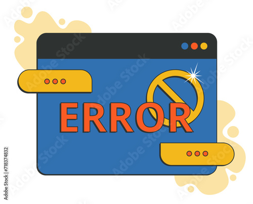 Error Page window. Concept of 404 page not found, online service notification. Cool and trendy vector illustration.