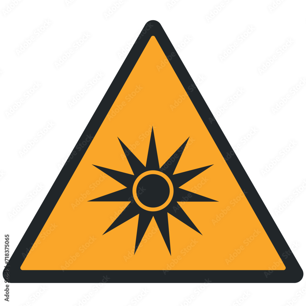 WARNING PICTOGRAM, OPTICAL RADIATION ISO 7010 - W027, VECTOR WARNING PICTOGRAM, OPTICAL RADIATION ISO 7010 - W027, VECTOR