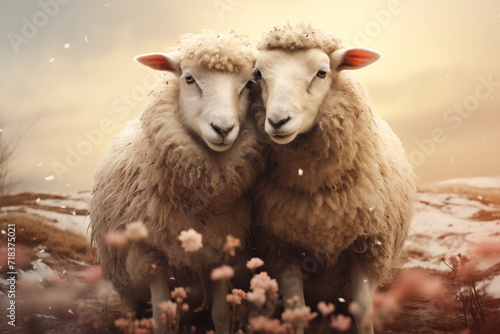 Two sheep as friends