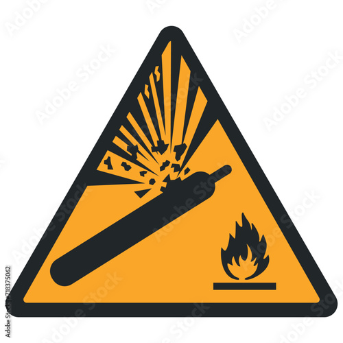 WARNING PICTOGRAM, PRESSURIZED CYLINDER ISO 7010 - W029, VECTOR