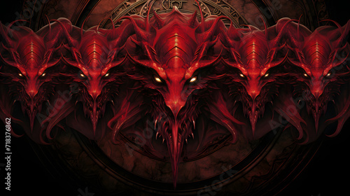 enormous red dragon with seven heads, ten horns, and seven crowns on his head. His tail swept a third of the stars out of the sky and flung them to the earth.