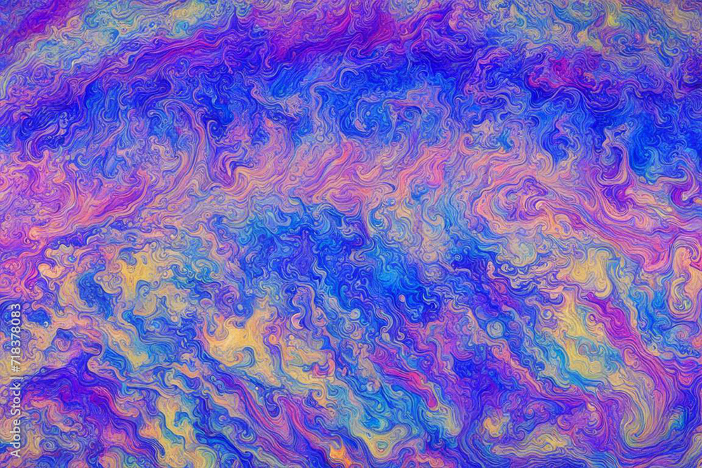Abstract background texture of rainbow colors.
Macro photo of soap bubble texture. Psychedelic multicolored abstract background