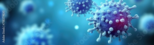 3D illustration of Swine Influenza or SARS-CoV-2 virus. Swine Influenza is a type of virus that is transmitted to humans via contaminated food or water photo