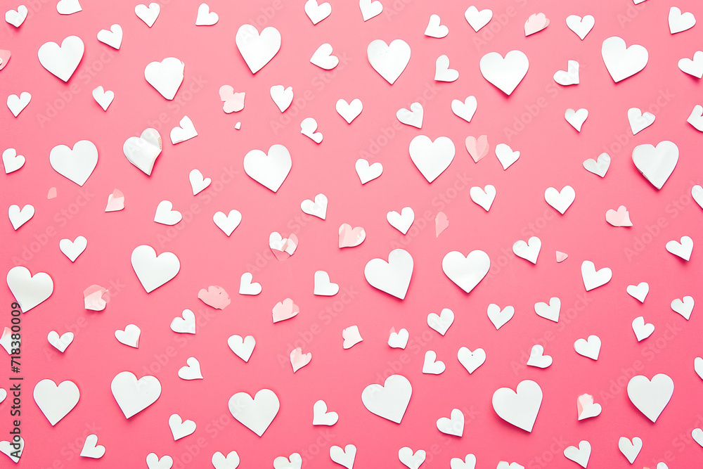 pattern of white hearts on a pink background with a border of small hearts pattern of white hearts on a pink background with a border of small hearts