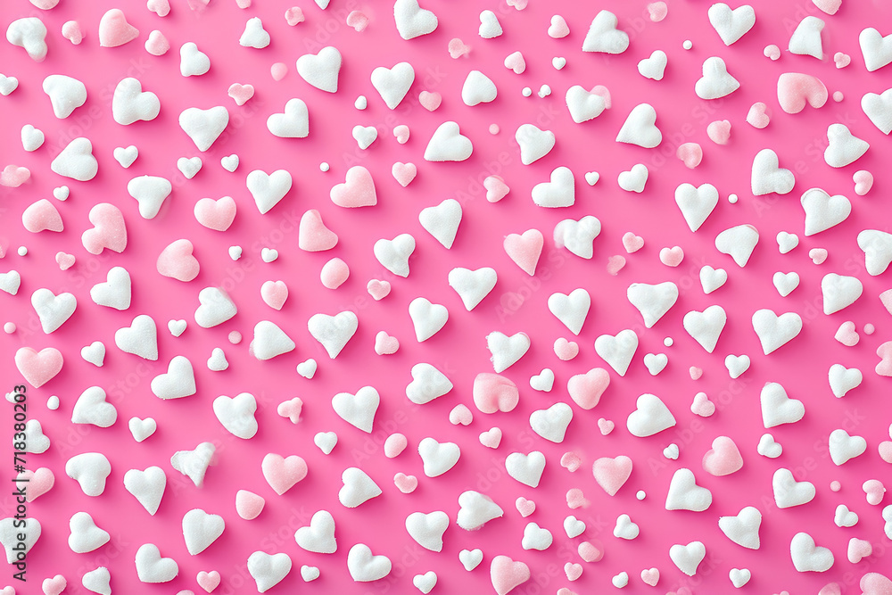 pattern of white hearts on a pink background with a border of small hearts pattern of white hearts on a pink background with a border of small hearts