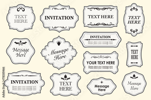 Ornamental label frames. Vector Vintage Frame Set. Old ornate emblem, decorative sticker and retro badge.