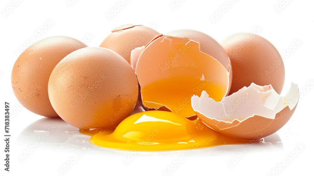 egg on white background with egg is broken. Ai Generative egg on white background with egg is broken. Ai Generative