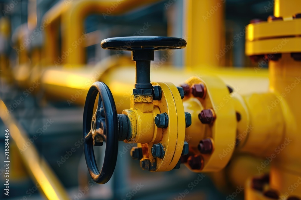 Yellow gas pipeline. Oil or gas industry. Fuel distribution system Yellow gas pipeline. Oil or gas industry. Fuel distribution system