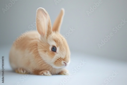 little bunny on light background with copy space © Elena