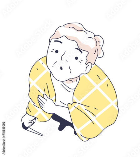 Person looking up doodle style vector