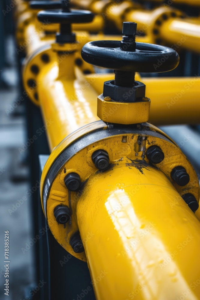 Yellow gas pipeline. Oil or gas industry. Fuel distribution system Yellow gas pipeline. Oil or gas industry. Fuel distribution system